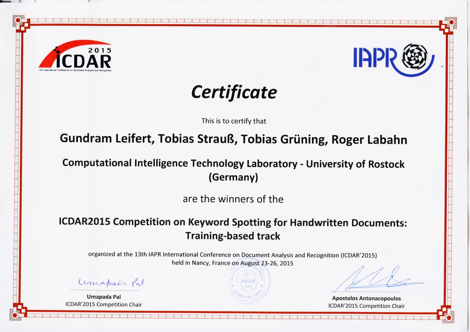 ICDAR · Keyword Spotting 2015
